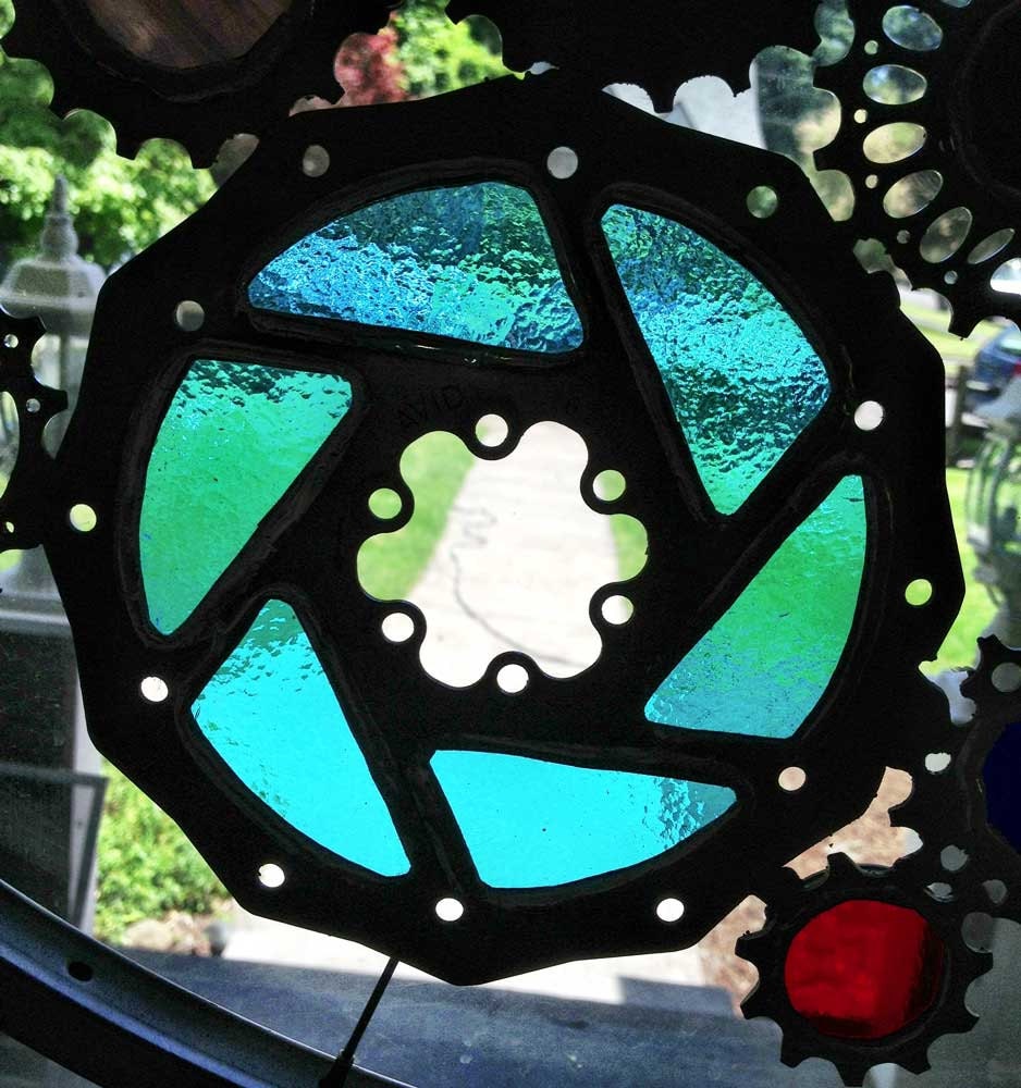 Stained glass bicycle wheel recycled bicycle art Etsy