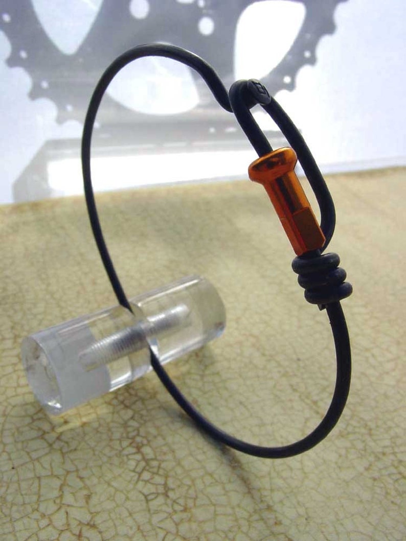 Bike Spoke Jewelry Spoke Bracelet With Orange Spoke Nipple Etsy