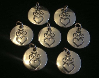 Bike And Heart Sterling Silver Charm