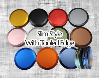 Knurled Single Compartment Aluminum Snus Container: Anodized Metal Tin