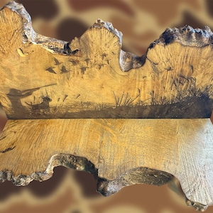 Burl Wood Duck Call Display: Hunting Scene Decor