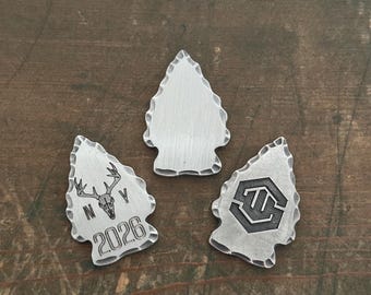Custom Engraved Arrowhead Golf Ball Markers Hunting Themed gift for golfers