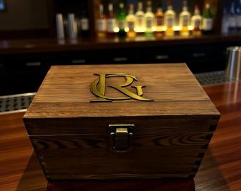 Engraved Whiskey Glass Set with Monogram Box, 7-Piece Drinkware Gift
