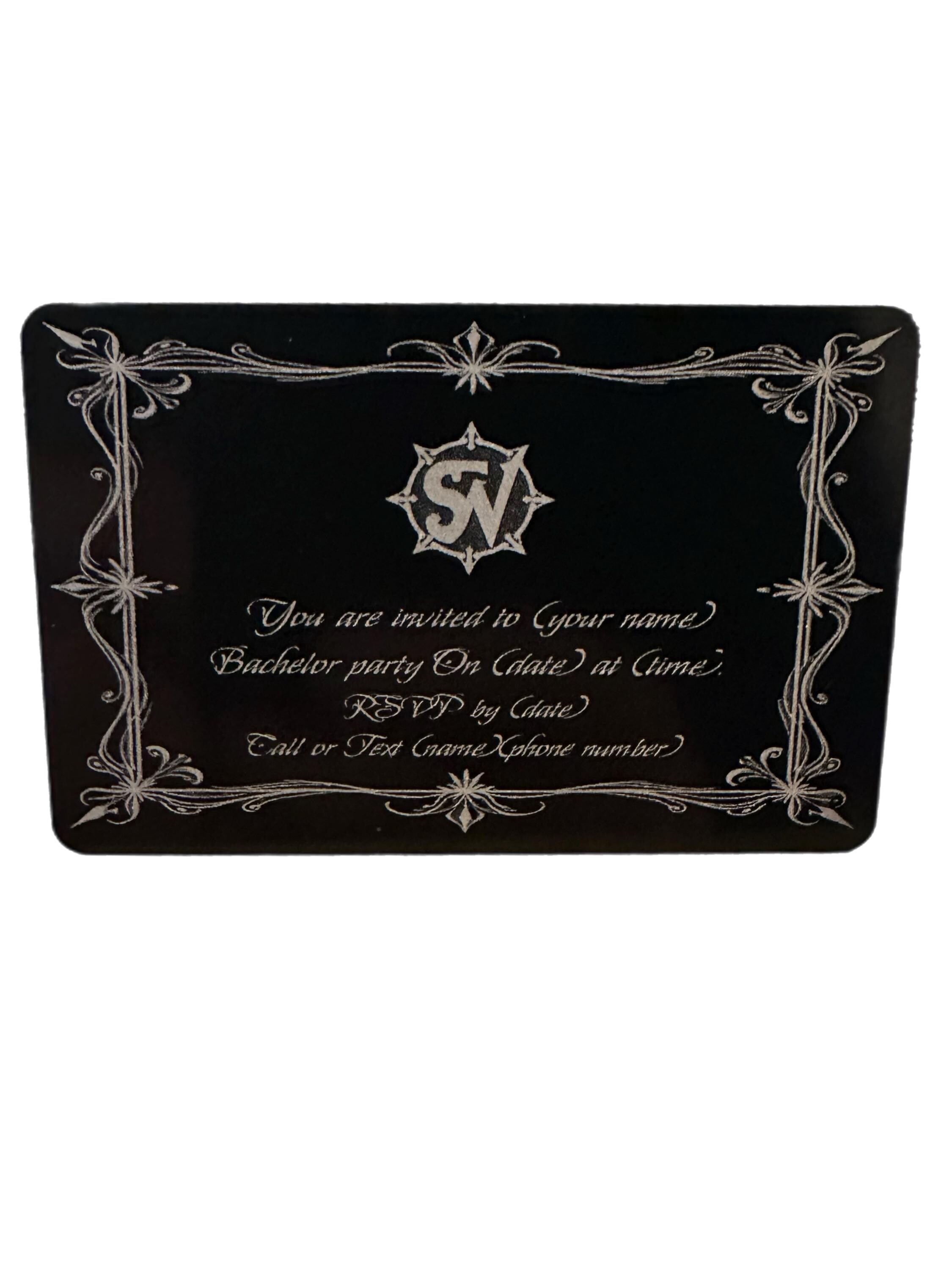 Metal Invites Luxury Black Metal Invitation Card – Engraved Business Style Event ...
