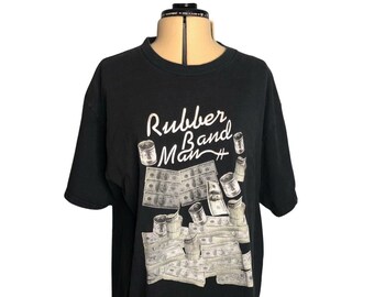 Vintage Rubber Band Man Short Sleeve T-Shirt 2000's Y2k Crewneck Size XL TI Rap Tshirt Rapper Tee Hip Hop Money Cash