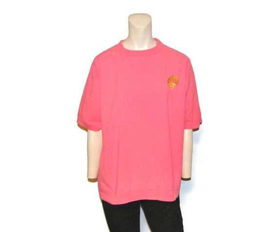 Vintage 70/'s 80/'s Chicago Bright Neon Pink Script Short Sleeve Sweatshirt sz XL