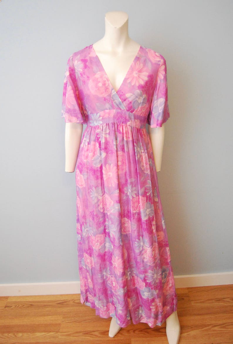 Vintage 1960's Purple Floral Maxi Dress Mumu Hawaiian | Etsy