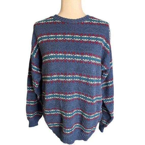 Vintage 1990's Blue Oversized Sweater LizWear Geo… - image 2