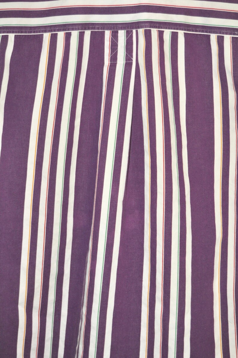 Vintage 1990/'s Men/'s Striped Button Down Long Sleeve Shirt Purple with Colorful Rainbow Vertical Stripes Size Medium Relaxed Fit Oxford