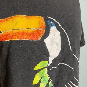 Vintage Toucan Upcycled Cropped T-Shirt Crop Top Black Size Small Short Sleeve 1990's Retro Tropical image 6