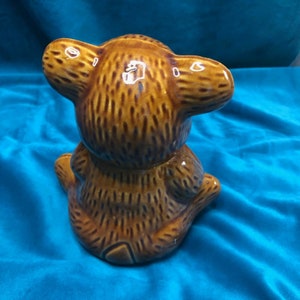 vintage Brown Ceramic Honey Bear Lidded Jar Honey Pot Midcentury 1960's Made in Taiwan Mignon Décor image 7