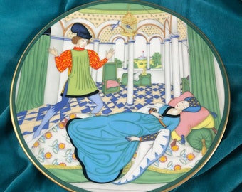 Vintage Fairyland Lovers Edmund Dulac 1982 Decorative Plate German Sleeping Beauty Wall Hanging Porcelain 8.5"