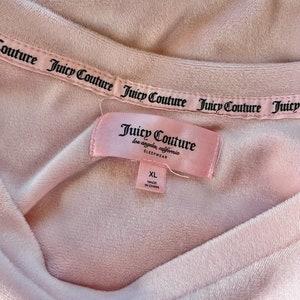 Vintage 2000's Juicy Couture Bedazzled Pullover Sweatshirt Light Pink Velour Size XL Silver Gems Juicy Y2K image 5