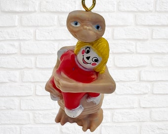 Vintage 1980's Mini E.T. with Doll Extraterrestrial Christmas Holiday Ornament Retro Toy Nostalgic Nostalgia Decoration to Hang Alien Cute