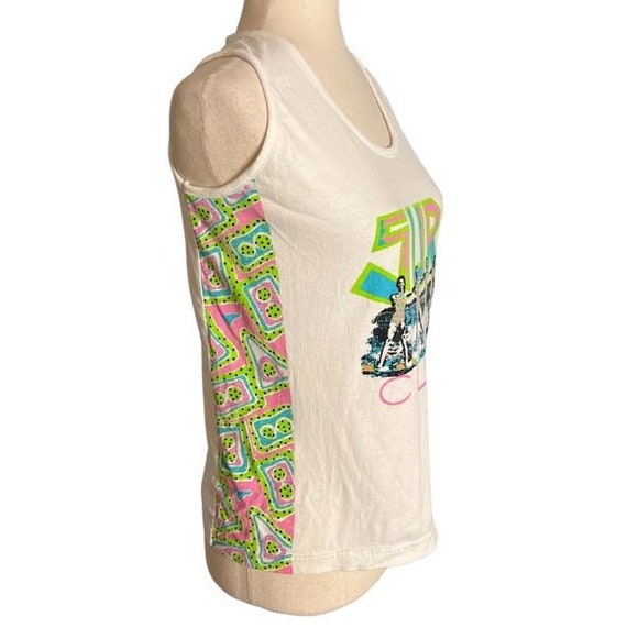 Vintage 1980's Pink Green Surf Club Tank Top Retr… - image 2