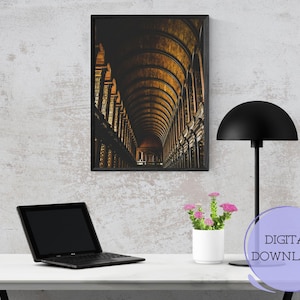 Vintage Library Wall Art | Dark Academia Aesthetic | Historic Library Poster | Digital Art
