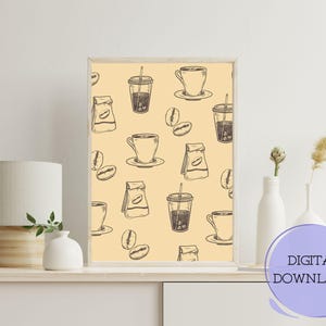 Coffee Wall Art | Vintage Coffee Print | Aesthetic Café Poster | Sketch Art | Digital Download