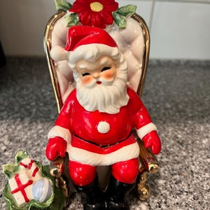 Vintage Josef Originals Santa in Chair with Bag of Toys