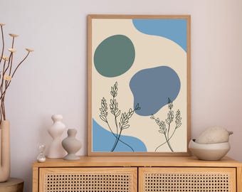 Minimalist Lavender Line Art Print, Abstract Boho Decor (Digital Download)