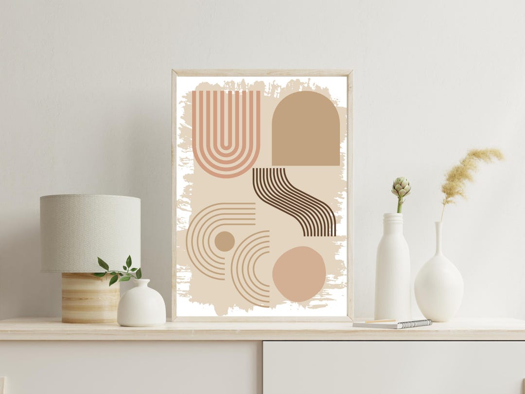 Neutral Abstract Geometric Print, Boho Modern Wall Art (digital Poster ...