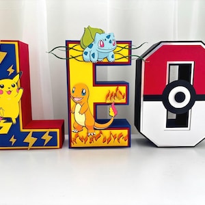 Lettere o numeri 3D per il compleanno di Pokemon / Decorazioni e accessori per feste / Targa con nome / Cake Smash / Accessori per foto / Tavolo dei dolci / Decorazioni personalizzate