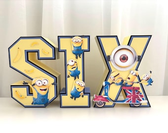 Minnions 3D Letters or Numbers | Birthday Party | Personalized Decor | Name Sign | Cake Smash | Photo Prop | Sweet Table