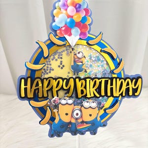 Minnions Shaker Cake Topper | Minions Birthday Party | Birthday Supplies | Birthday Decoration | Personalizable Shaker Cake Topper