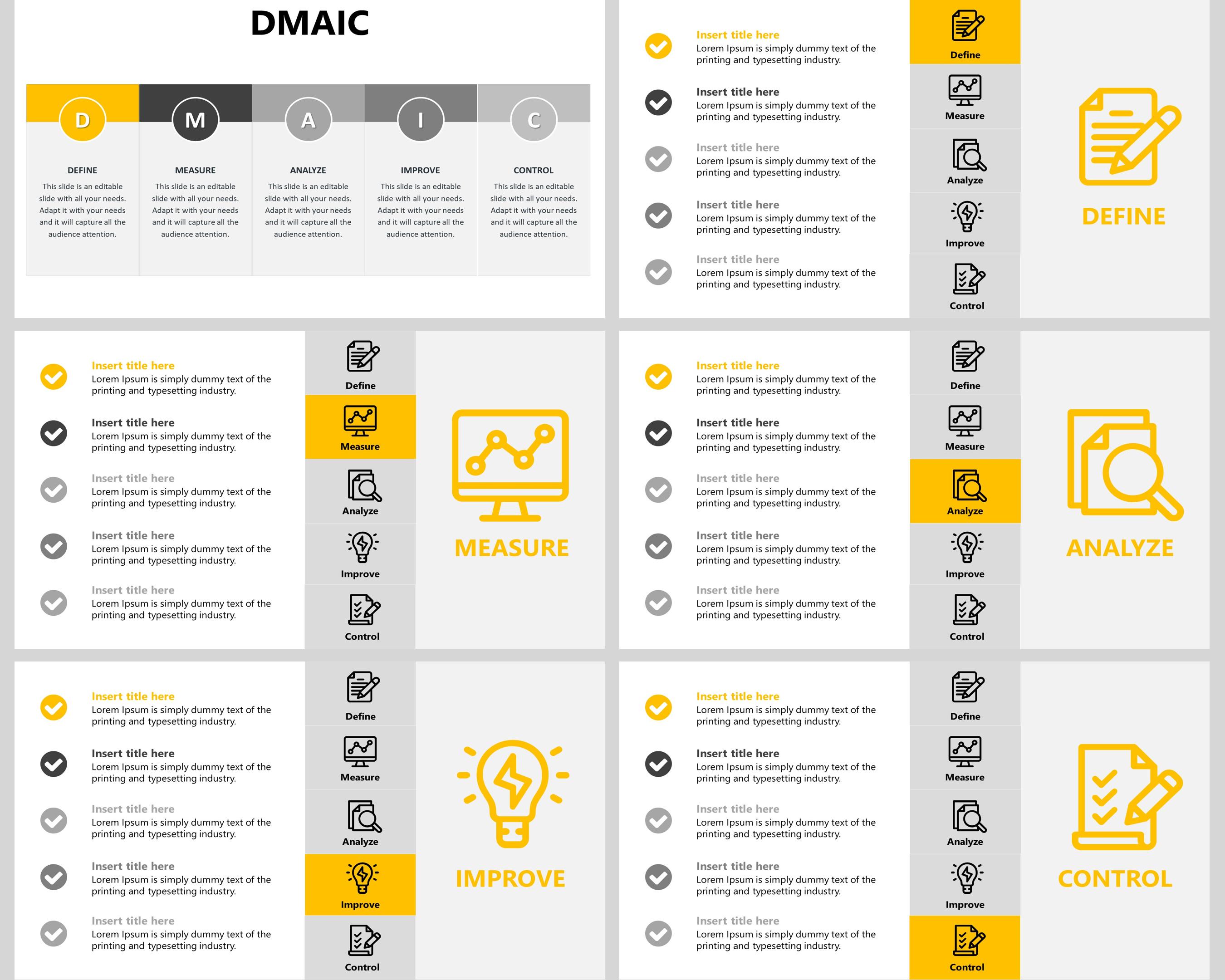 DMAIC Powerpoint Template, Dmaic SIX SIGMA Powerpoint Presentation ...