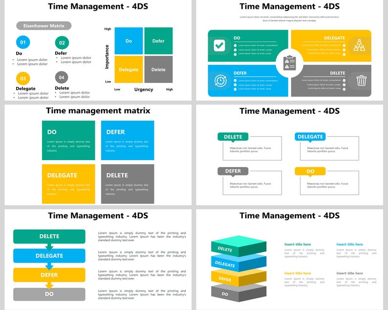 4 DS of Time Management Powerpoint Template, Eisenhower Matrix, Time ...