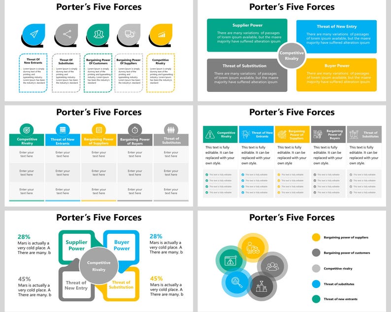 Porter’s Five Forces Powerpoint Template, Porter’s Five Forces Analysis ...