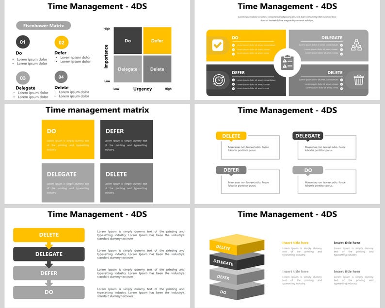 4 DS of Time Management Powerpoint Template, Eisenhower Matrix, Time ...