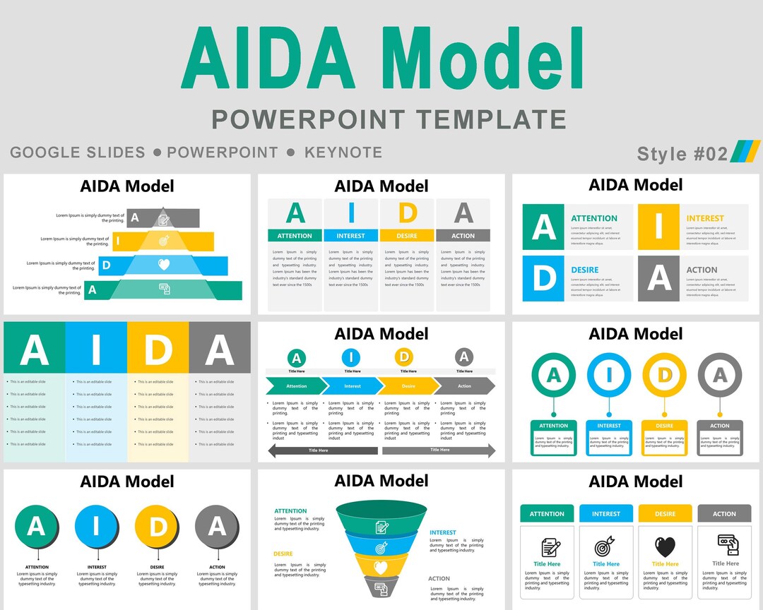 AIDA Model Powerpoint Template, AIDA Marketing Model, AIDA Model ...