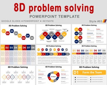 Szablon programu PowerPoint do rozwiązywania problemów 8D, Szablon rozwiązywania problemów, Rozwiązywanie problemów w dyscyplinie 8D, Analiza przyczyn źródłowych 8D