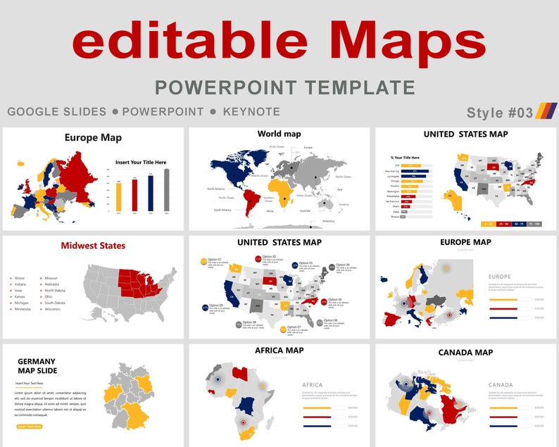 Editable Maps Powerpoint, World Map Powerpoint, Editable Map Usa ...