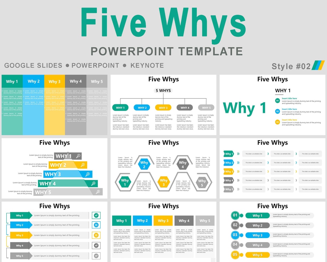 5 Whys Powerpoint Template, 5 Whys Root Cause Analysis, 5 Whys Analysis ...