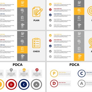 PDCA PowerPoint Template, Pdca cycle, PDCA Infographics, Plan Do Check Act, Continuous Improvement, Quality Management, Process Improvement, Deming wheel, Deming Cycle, The Deming Cycle, PDCA Infographics, PDCA Model, Lean Manufacturing, Kaizen Method, PDCA PowerPoint, PDCA template, PDCA presentation, Lean management, PDCA Sigma tools, Improvement Cycle,