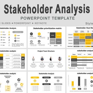 stakeholder analysis PowerPoint Template, stakeholder mapping, stakeholder analysis matrix, Stakeholder Engagement, power–interest grids