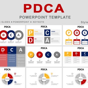 PDCA PowerPoint Template, Pdca cycle, PDCA Infographics, Plan Do Check Act, Continuous Improvement, Quality Management, Process Improvement