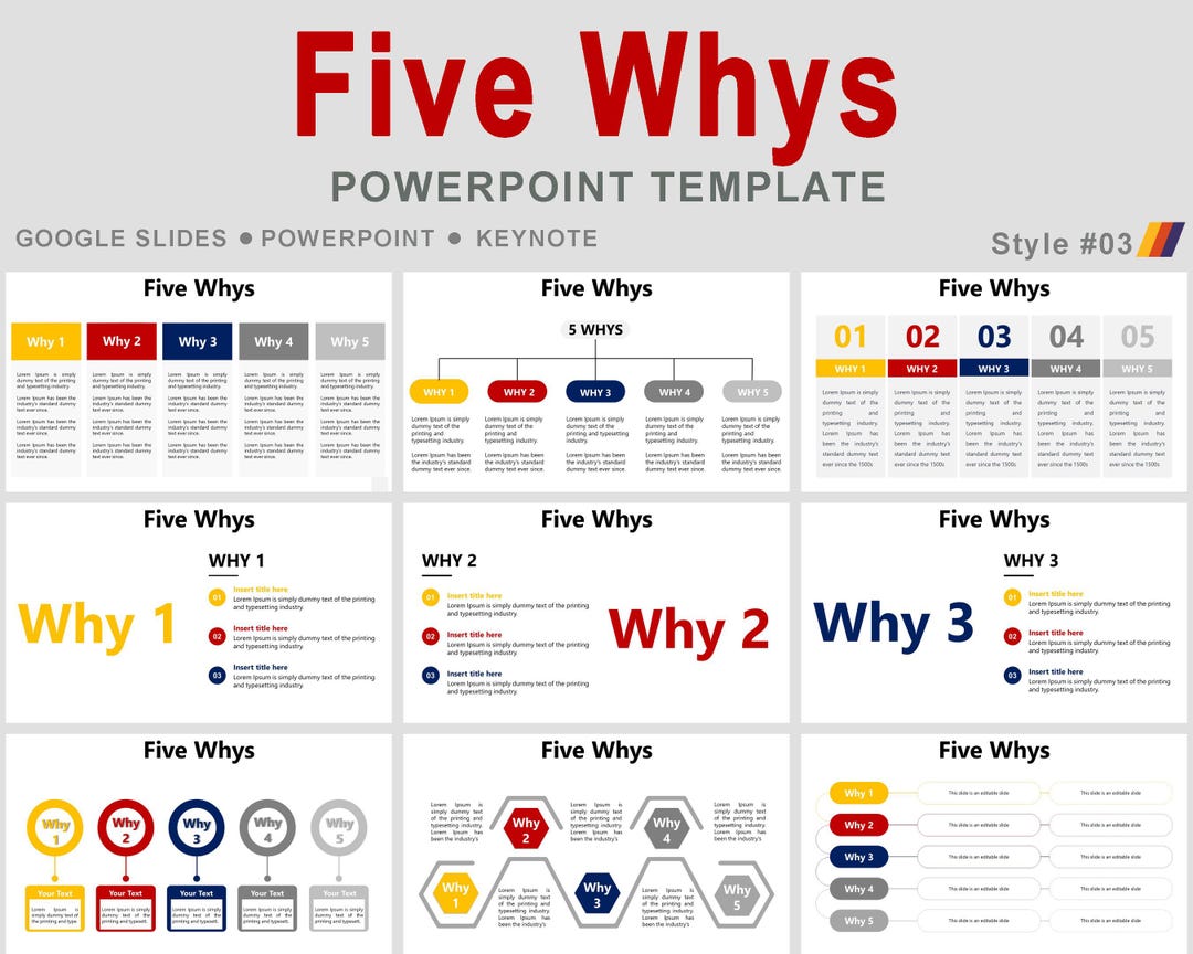 5 Whys Powerpoint Template, 5 Whys Root Cause Analysis, 5 Whys Analysis ...