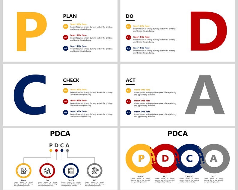 PDCA PowerPoint Template, Pdca cycle, PDCA Infographics, Plan Do Check Act, Continuous Improvement, Quality Management, Process Improvement, Deming wheel, Deming Cycle, The Deming Cycle, PDCA Infographics, PDCA Model, Lean Manufacturing, Kaizen Method, PDCA PowerPoint, PDCA template, PDCA presentation, Lean management, PDCA Sigma tools, Improvement Cycle,