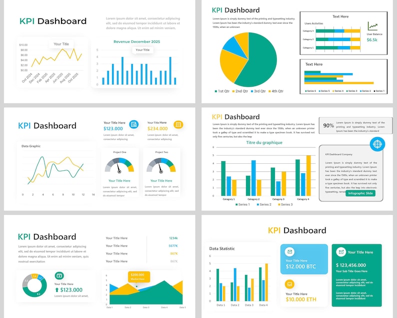 Editable KPI Dashboard Powerpoint Template, KPI Dashboard Kit ...