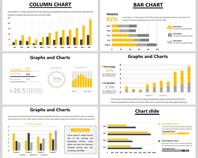 Editable Graphs and Charts Powerpoint Template, Powerpoint Charts and ...