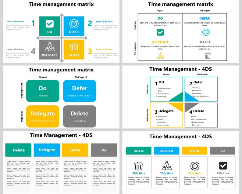 4 DS of Time Management Powerpoint Template, Eisenhower Matrix, Time ...