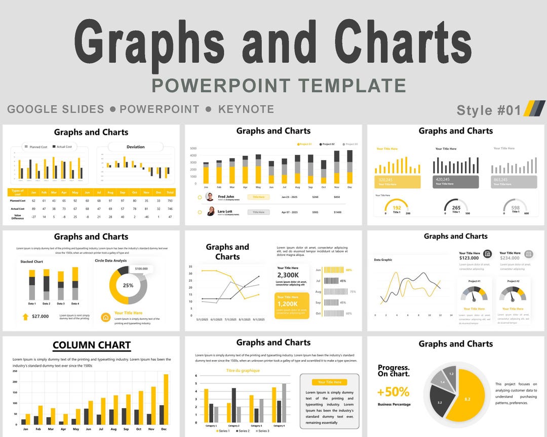 Editable Graphs and Charts Powerpoint Template, Powerpoint Charts and ...