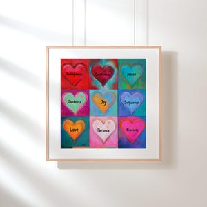 Fruit of the Spirit Square Paint Watercolor Print 1:1 Retro Christian Wall Art Scripture Bible God Art Fruit Wall Art Digital Download Print