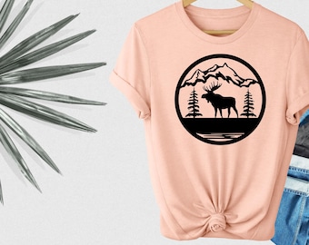 Moose Shirt, Moose Nature Shirt, Moose T-Shirt, Moose Camp Shirt, Moose Shirt for Women, Mountain Moose Shirt, Moose Lover Gift