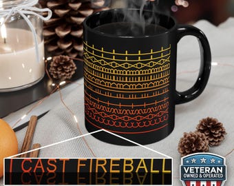 Nerdy Fireball Dungeons and Dragons Mug, Funny Knit Style DnD Coffee Cup, Hidden Message Bestie Coworker Gift