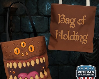 Mimic Bag of Holding Tote Bag, DnD Mimic Bag, Not a Mimic Dungeons and Dragons Messager Bag