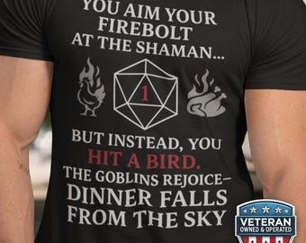 Funny Goblin DnD Shirt, Fireball Crit Fail Dungeons and Dragons Tee, DM Comedy TTRPG Gift