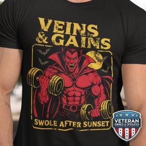 Funny Gym Dnd T Shirt, Dungeons and Dragons Workout Vampire Tee, Vintage Swole Dungeon Master Gift